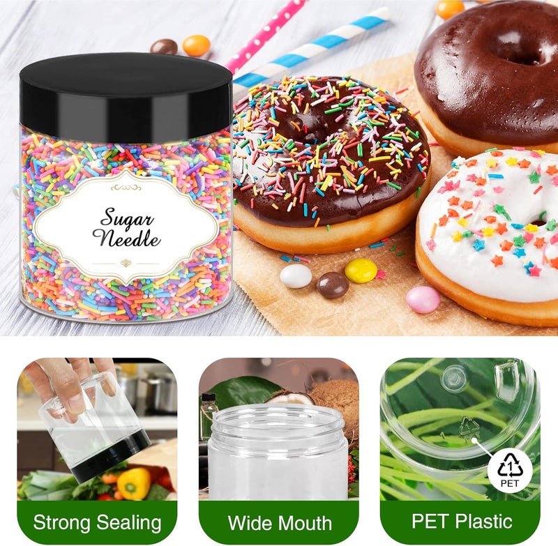 PeacePeo Plastic Jars with Lids, 48 Pcs 6 OZ Slime Containers with Screw On Lids Clear Round Plastic Storage Jars Refillable Container Jar for Travel Storage Home Kitchen Food - Image 3